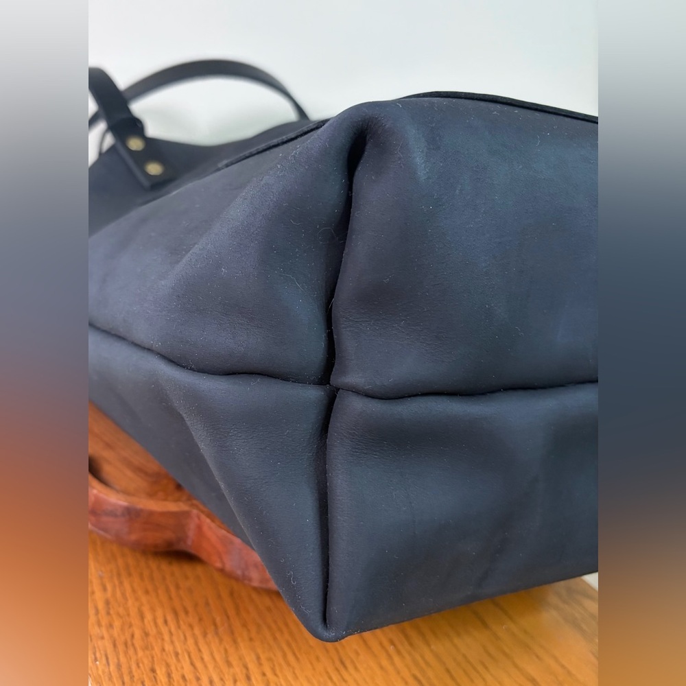 Portland Leather Classic Tote Shadow Black Nubuck Leather NWT - Picture 12 of 16
